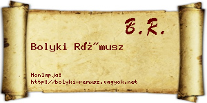 Bolyki Rémusz névjegykártya